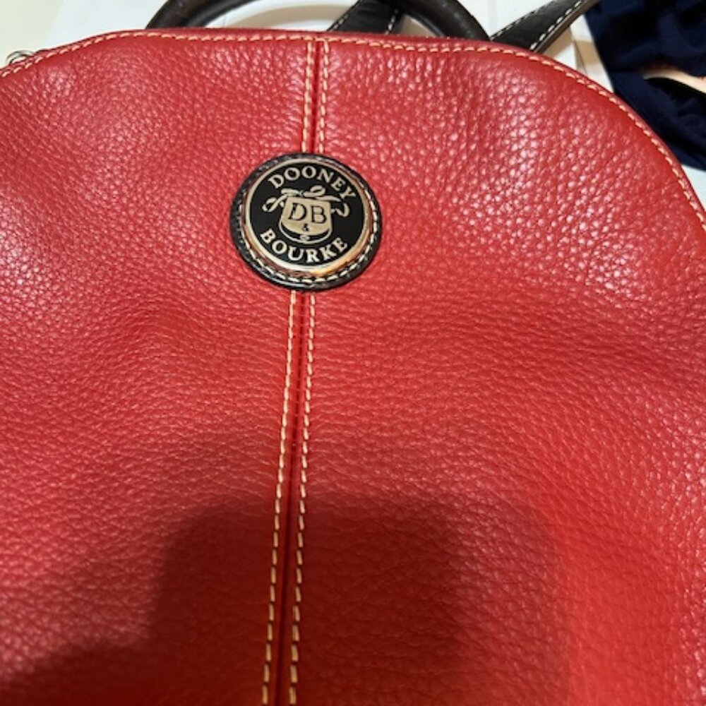 Authentic Dooney & Bourke Red Leather Backpack Purse - Picture 8 of 8